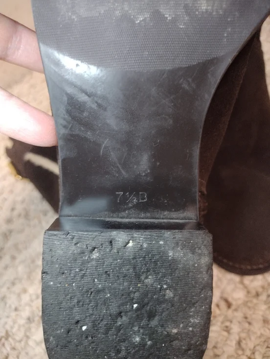 Talbot's Tinley Women's Dark Brown Suede Mid-Calf Shearling Lined Boots - Picture 9 of 10